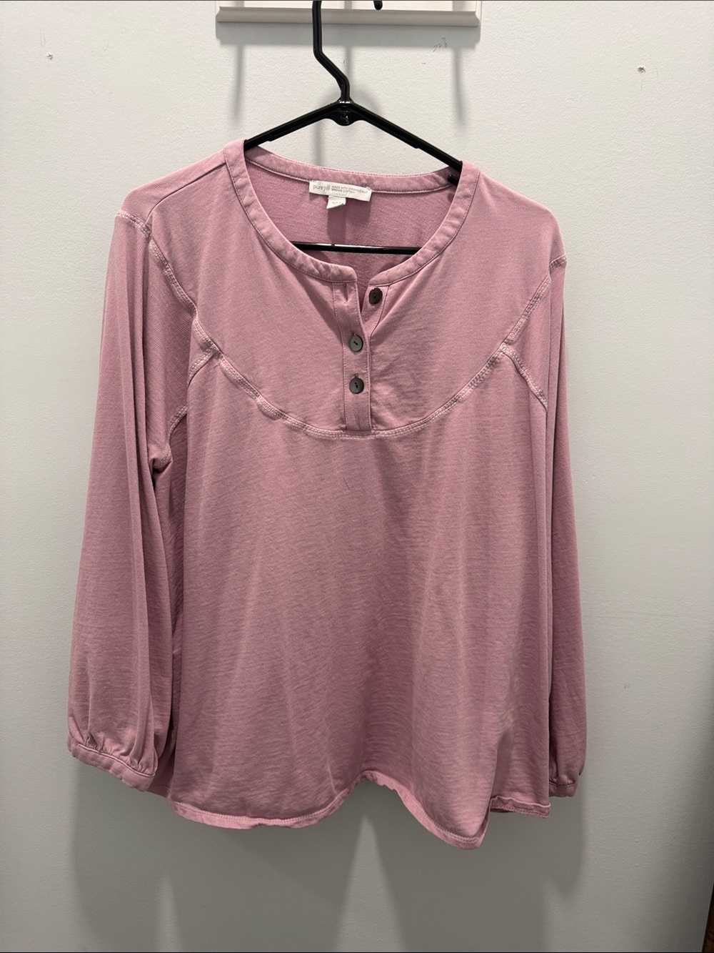 J. Jill Dusty Pink Henley Long-Sleeve Top